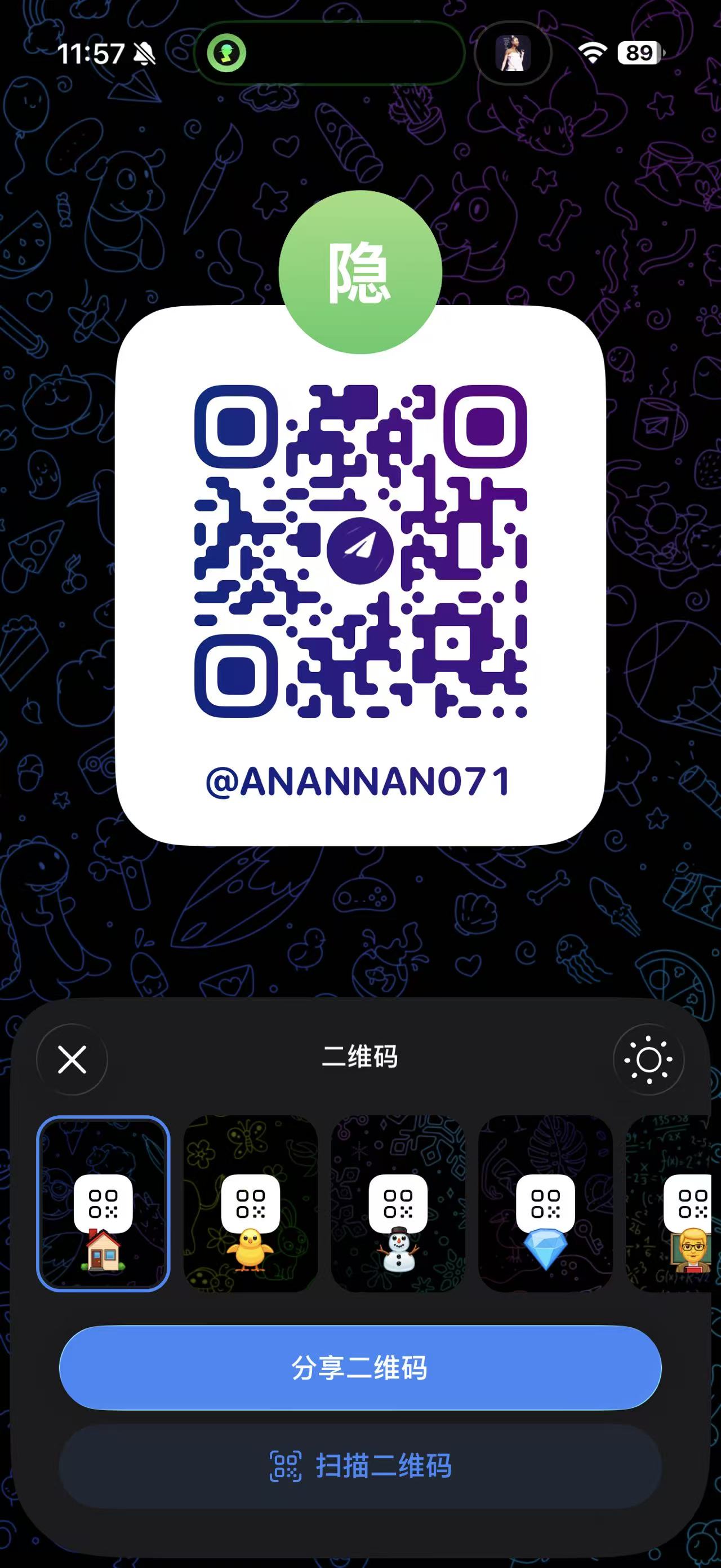 Telegram 客服二维码 @ANANNAN071
